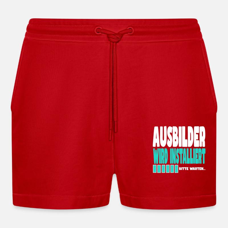 Ausbilder wird installiert - Organic Relaxed Cropped Shorts Made in EU - Rot