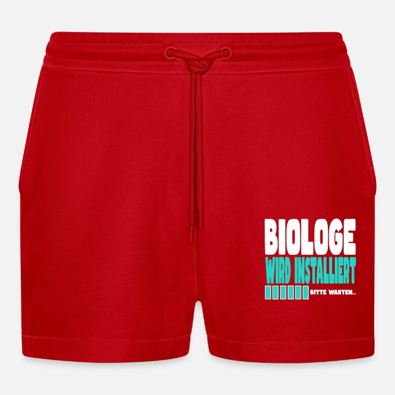 Biologe wird installiert - Organic Relaxed Cropped Shorts Made in EU - Rot