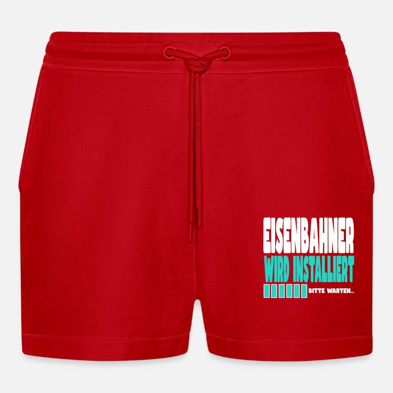 Eisenbahner wird installiert - Organic Relaxed Cropped Shorts Made in EU - Rot