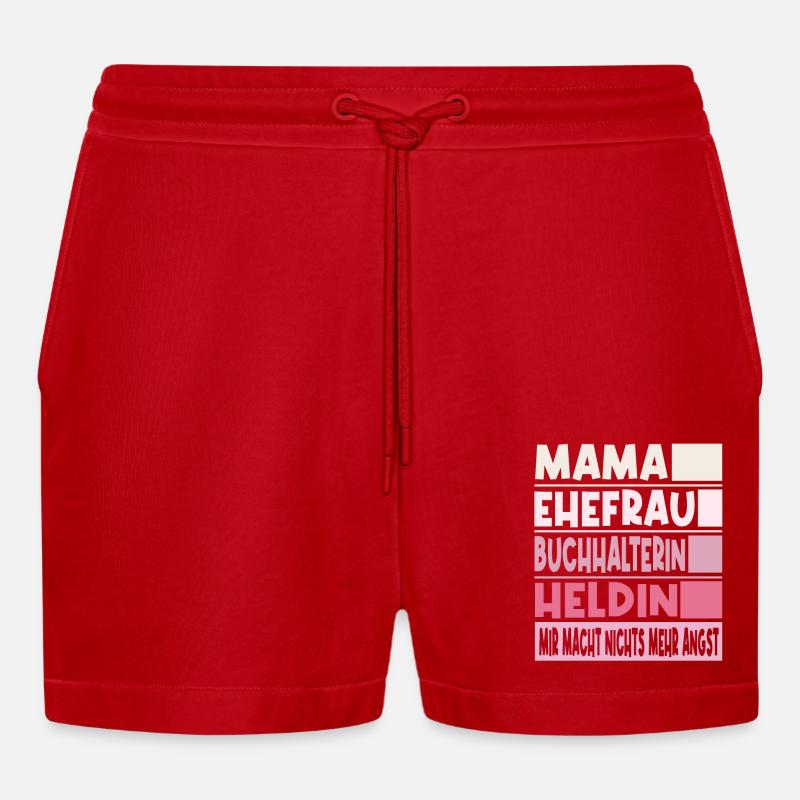 Buchhalterin Mama Ehefrau Heldin - Organic Relaxed Cropped Shorts Made in EU - Rot