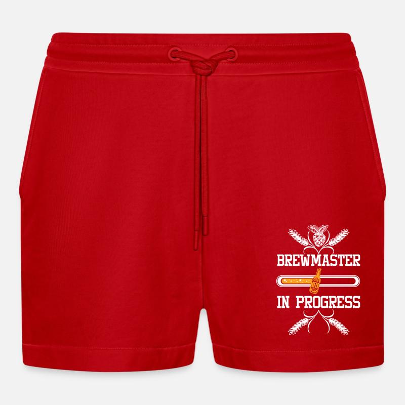 Brewmaster in progress - Organic Relaxed Cropped Shorts Made in EU - red