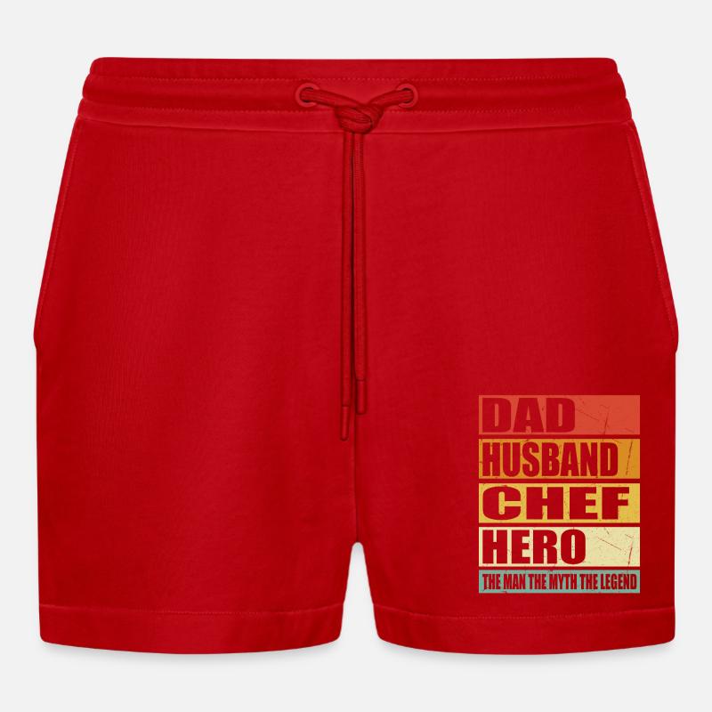 Vater Ehemann Chefkoch Held - Organic Relaxed Cropped Shorts Made in EU - Rot