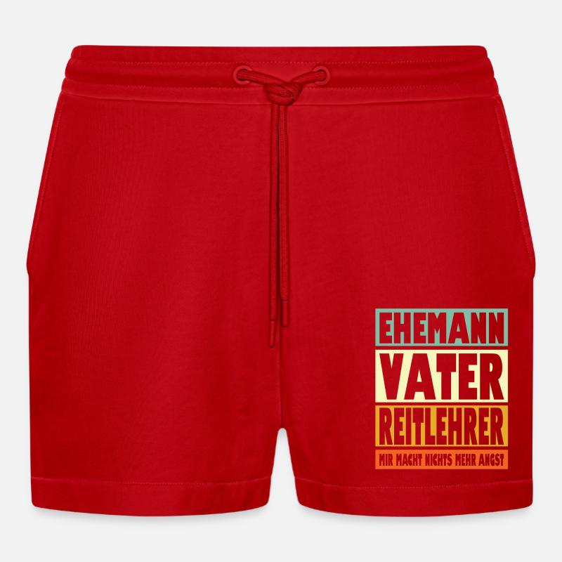 Reitlehrer Vater Ehemann Held - Organic Relaxed Cropped Shorts Made in EU - Rot