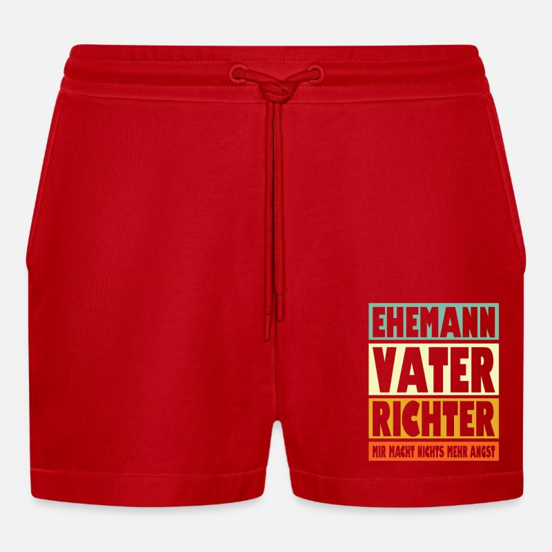 Richter Vater Ehemann Held - Organic Relaxed Cropped Shorts Made in EU - Rot