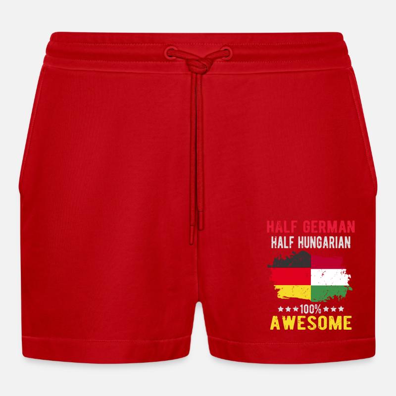 Halb Deutsch Halb Ungar - Organic Relaxed Cropped Shorts Made in EU - Rot
