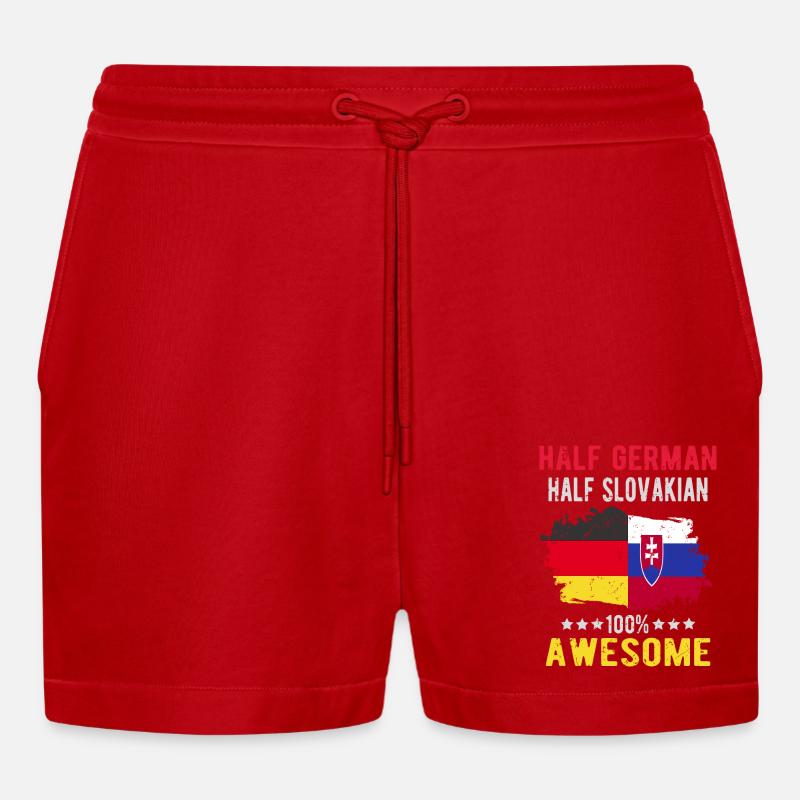Halb Deutsch Halb Slowake - Organic Relaxed Cropped Shorts Made in EU - Rot
