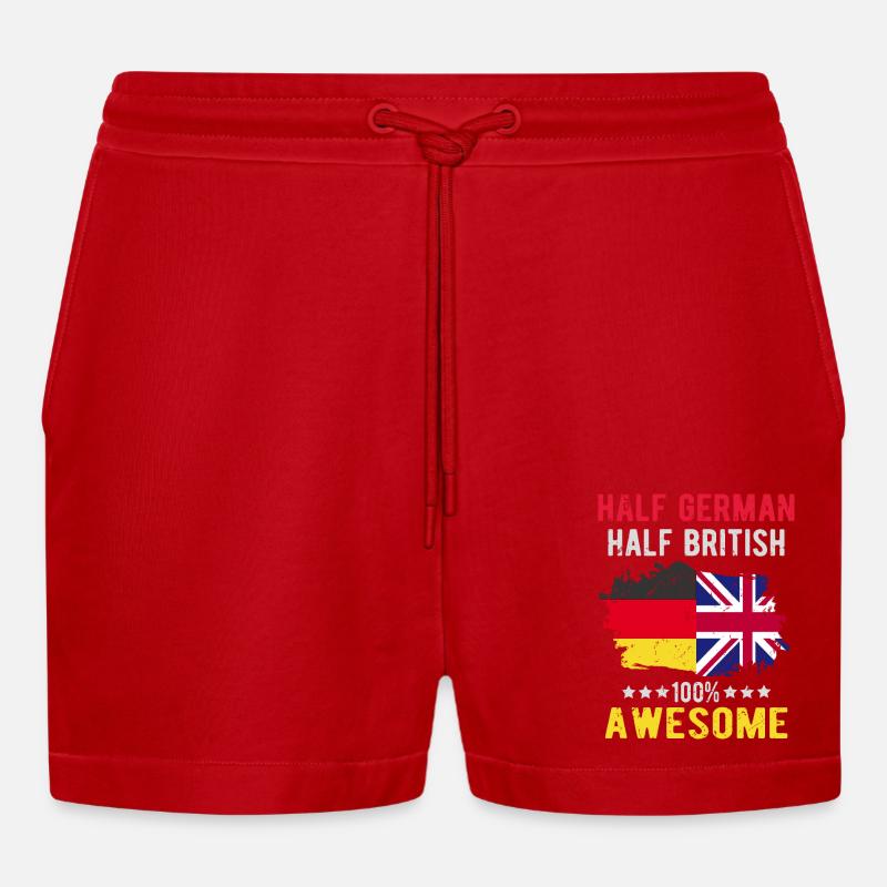 Halb Deutsch Halb Britisch - Organic Relaxed Cropped Shorts Made in EU - Rot