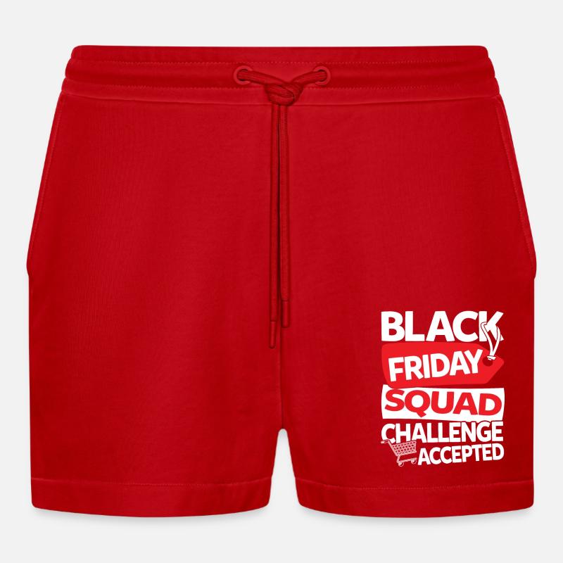 Black Friday Squad Challenge Accepted - Organic Relaxed Cropped Shorts Made in EU - Rot
