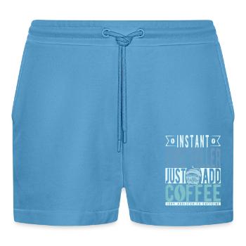 Baum Faller Kaffee Spruch - Organic Relaxed Cropped Shorts Made in EU -  Sol Blue - Vorne