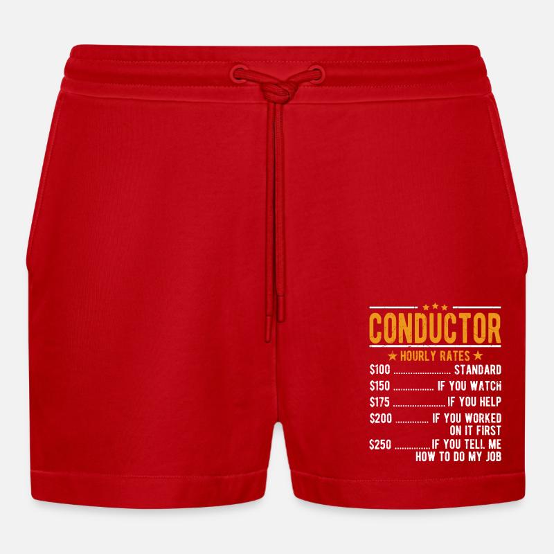 Dirigent Stundenlohn - Organic Relaxed Cropped Shorts Made in EU - Rot