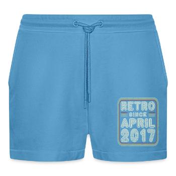 Birthday April 2017 Retro Gift - Organic Relaxed Cropped Shorts Made in EU -  Sol Blue - Front