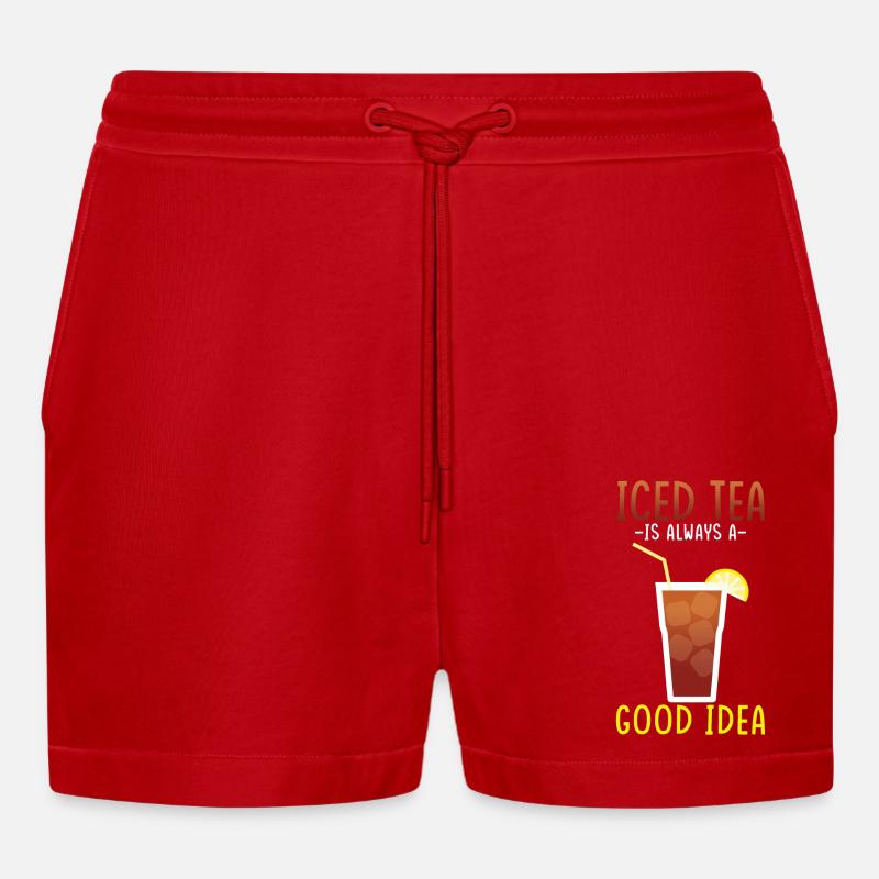 Eistee-getränkedesign Ruhe Bewahren Und Eistee - Organic Relaxed Cropped Shorts Made in EU - Rot