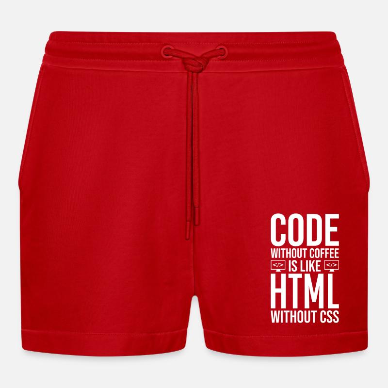 Coder Kaffee Geschenk - Organic Relaxed Cropped Shorts Made in EU - Rot