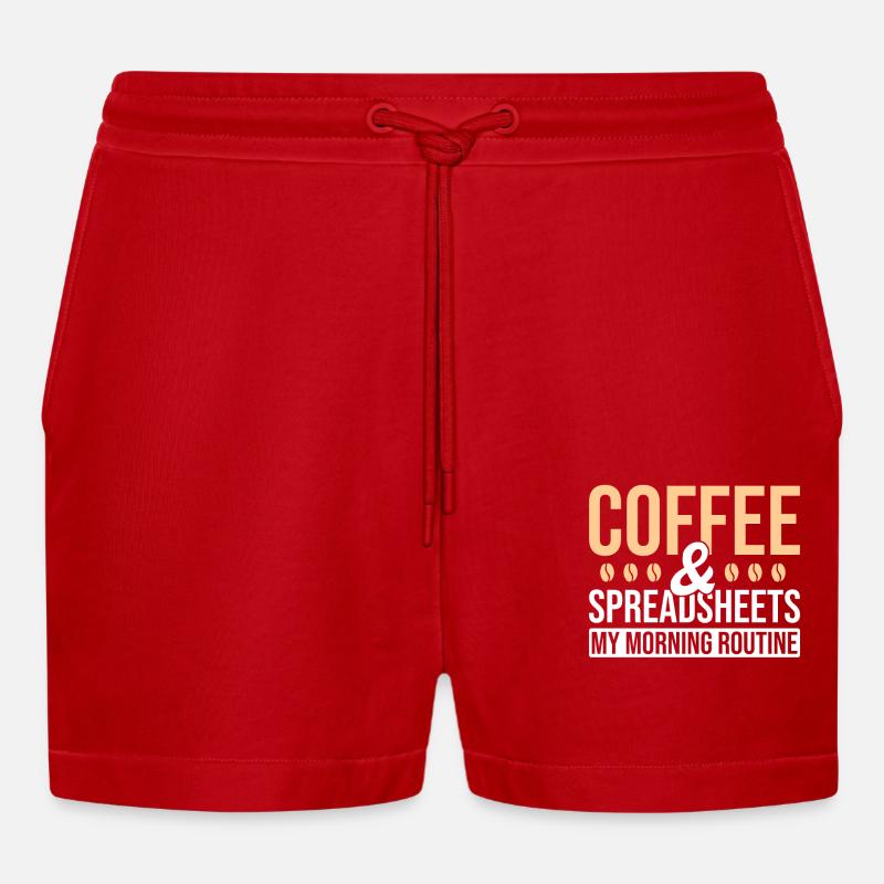 Café de table comptable - Short bio décontracté court fabriqué en UE - rouge