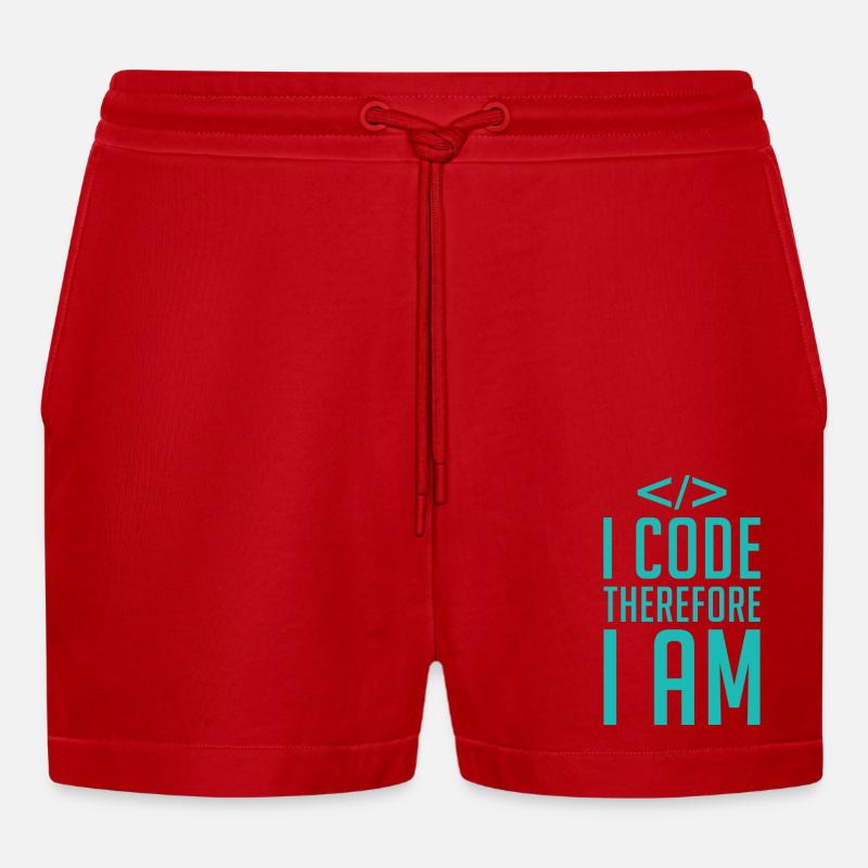 Programmierer Entwickler Coder Code - Organic Relaxed Cropped Shorts Made in EU - Rot
