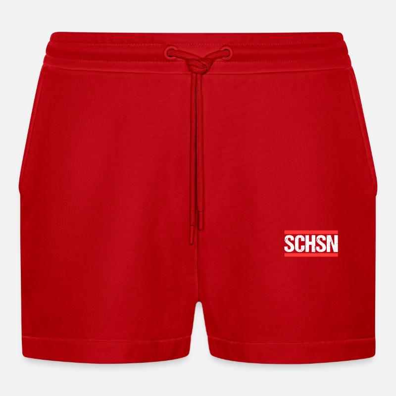 Sachse Sächsin Sachsen - Organic Relaxed Cropped Shorts Made in EU - Rot