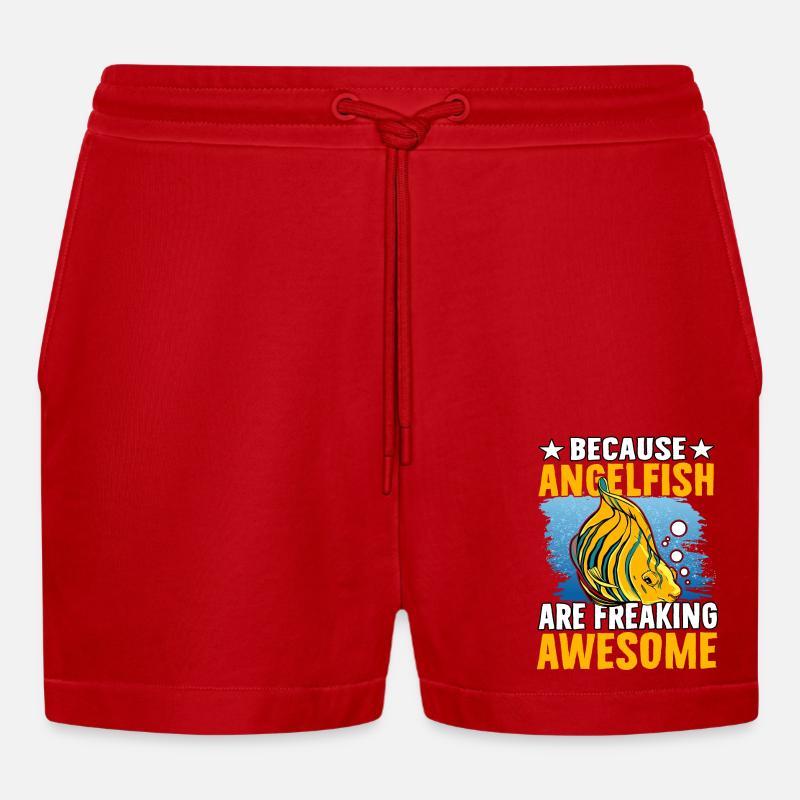 Because Angelfish are freaking Awesome - Organic Relaxed Cropped Shorts Made in EU - red