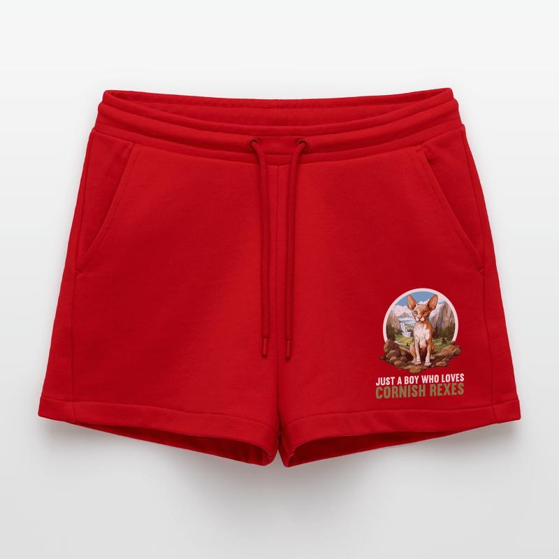 Cornish Rex Kitten Cornish Rex Cat Organic Relaxed Cropped Shorts Made in EU