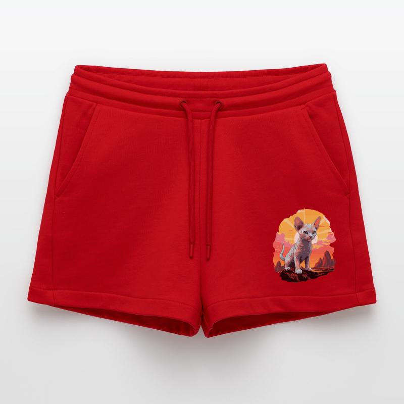 Devon Rex Kitten Devon Rex Cat Organic Relaxed Cropped Shorts Made in EU