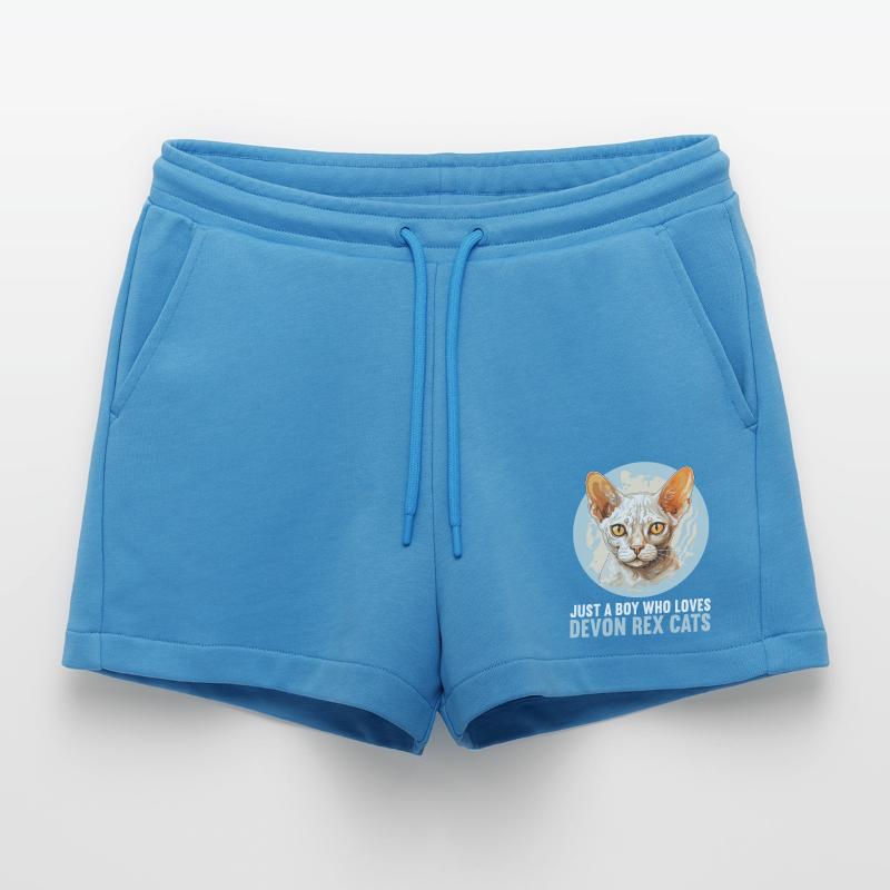 Devon Rex Kitten Devon Rex Cat Organic Relaxed Cropped Shorts Made in EU
