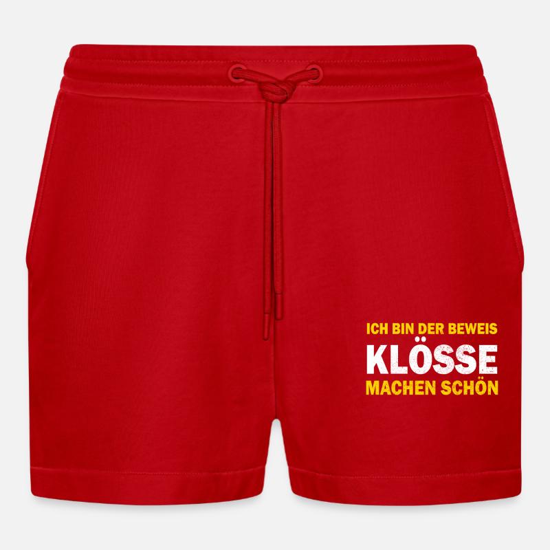 Cuisine allemande, boulettes, Thuringe, dialecte - Short bio décontracté court fabriqué en UE - rouge