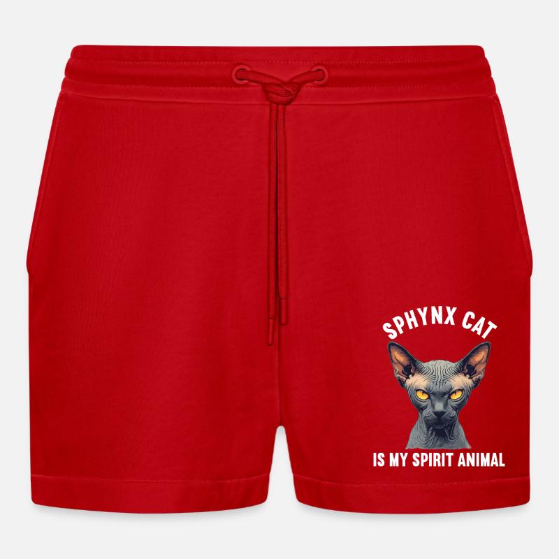 Sphynx Kätzchen Sphynx Katze - Organic Relaxed Cropped Shorts Made in EU - Rot