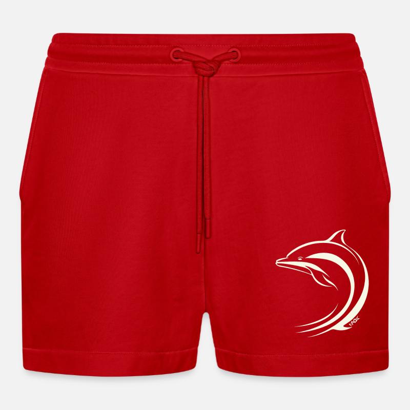 Minimal Delfin - Organic Relaxed Cropped Shorts Made in EU - Rot