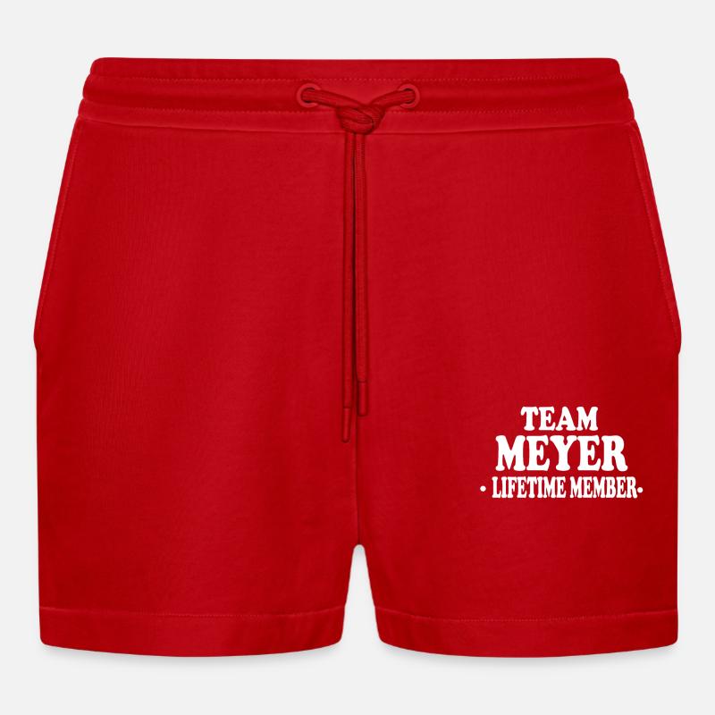 Meyer Team Lebenslang Mitglied Geschenkidee - Organic Relaxed Cropped Shorts Made in EU - Rot