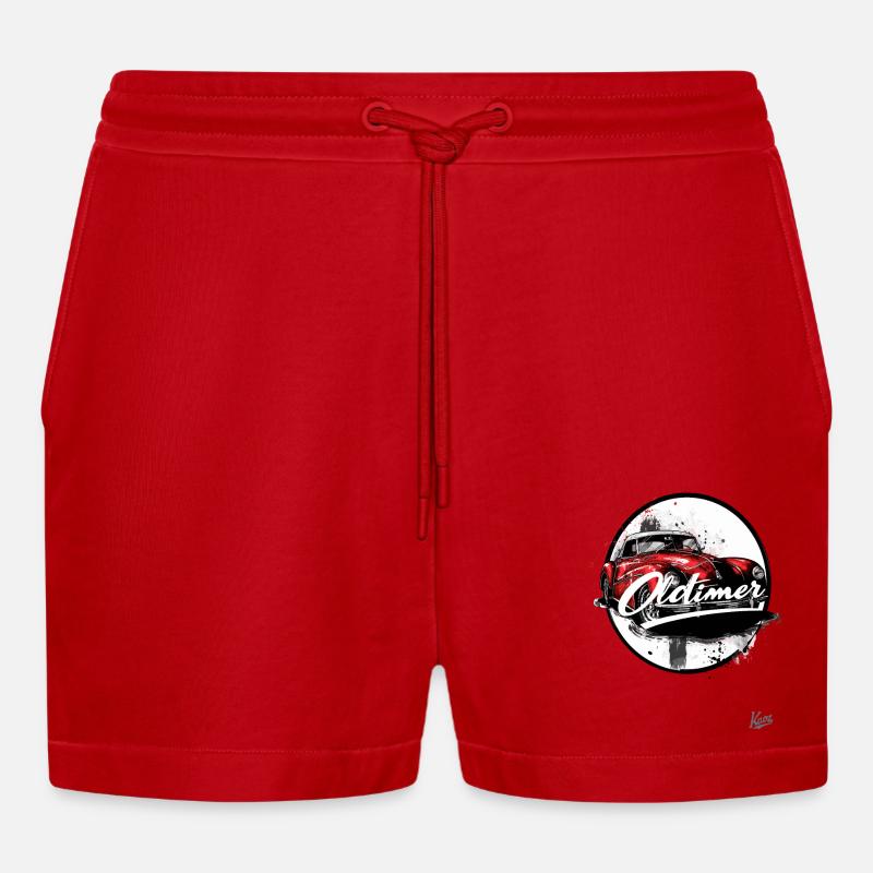 Dieses Auto ist ein Oldtimer - Organic Relaxed Cropped Shorts Made in EU - Rot