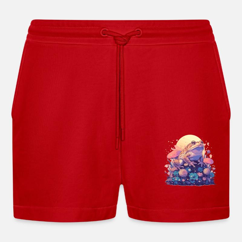 Toad Toads Toad - Organic Relaxed Cropped Shorts Made in EU - red