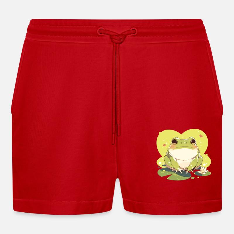 Toad Toads Toad - Organic Relaxed Cropped Shorts Made in EU - red