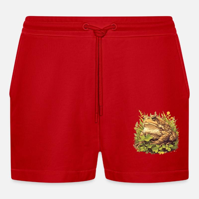 Toad Toads Toad - Organic Relaxed Cropped Shorts Made in EU - red