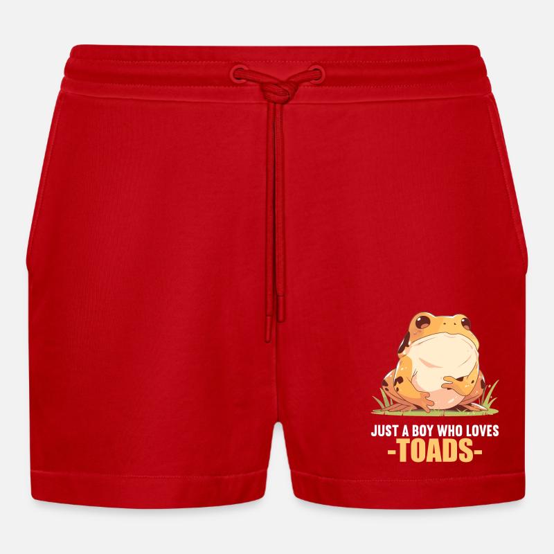 Toad Toads Toad - Organic Relaxed Cropped Shorts Made in EU - red
