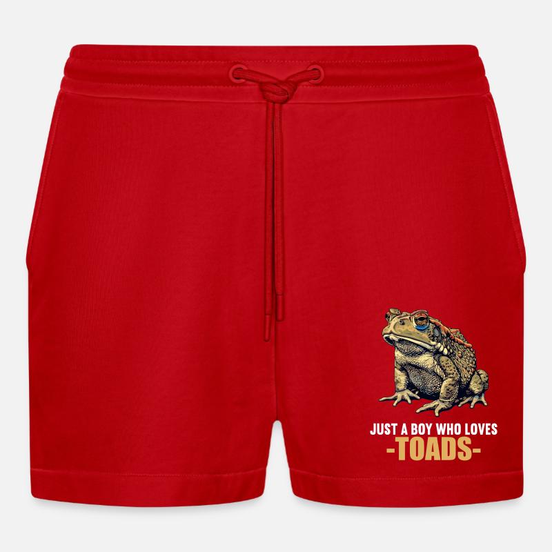 Toad Toads Toad - Organic Relaxed Cropped Shorts Made in EU - red