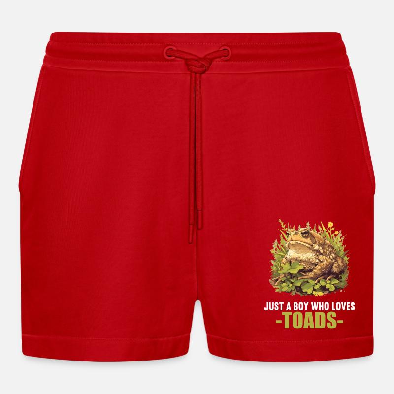Toad Toads Toad - Organic Relaxed Cropped Shorts Made in EU - red