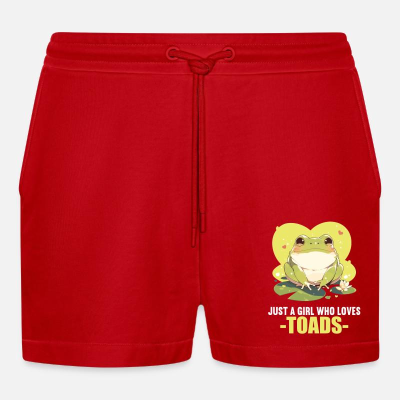 Toad Toads Toad - Organic Relaxed Cropped Shorts Made in EU - red