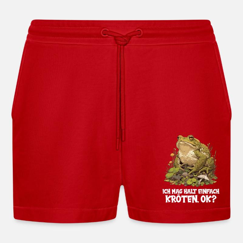 Toad Toads Toad - Organic Relaxed Cropped Shorts Made in EU - red