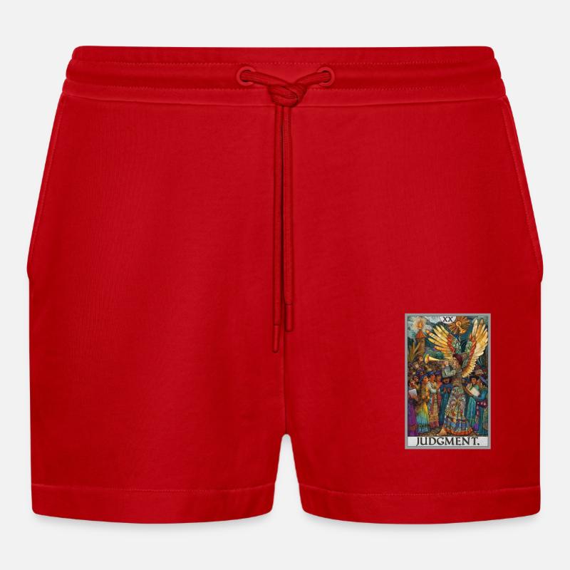 Tarotkarten Tarotkarte 20 Judgment Gericht - Organic Relaxed Cropped Shorts Made in EU - Rot