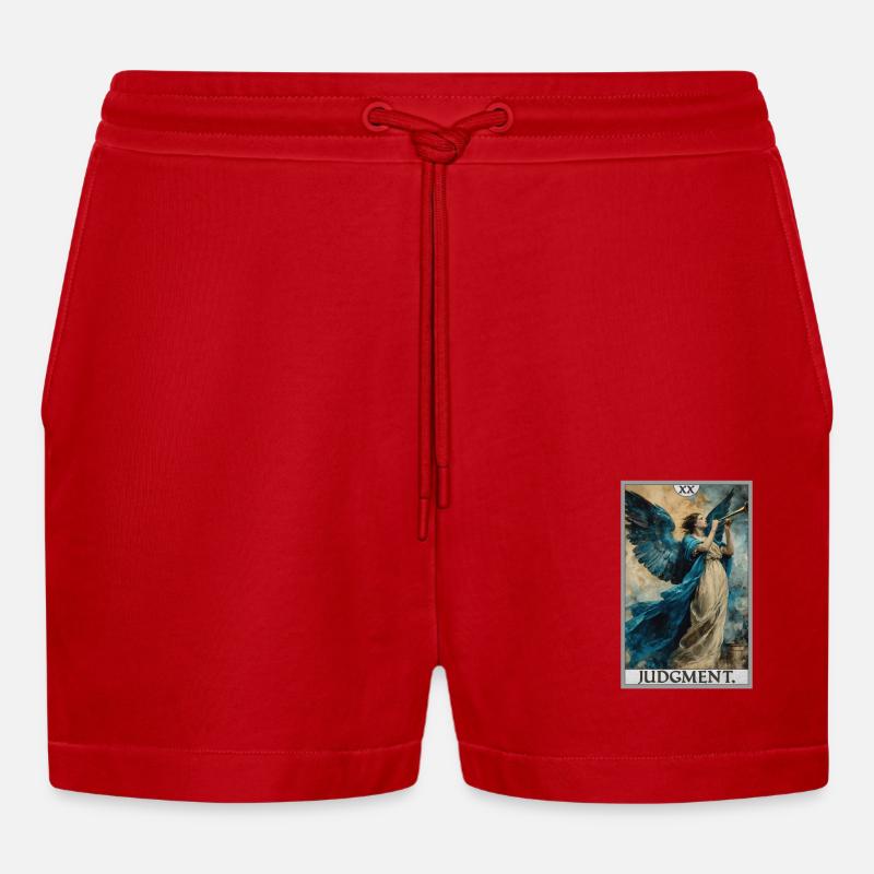 Tarotkarten Tarotkarte 20 Judgment Gericht - Organic Relaxed Cropped Shorts Made in EU - Rot
