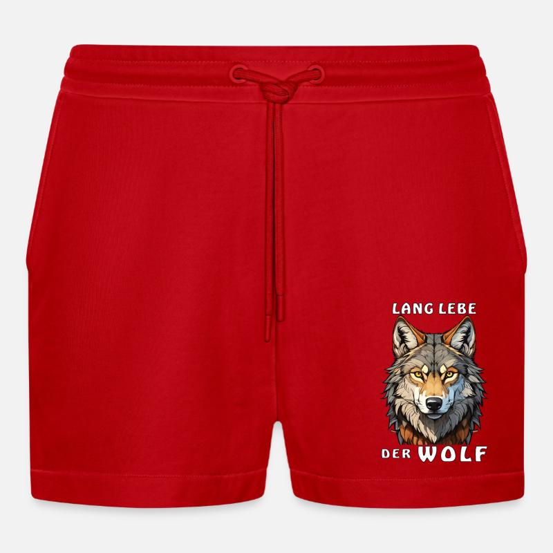 LANG LEBE DER WOLF - Organic Relaxed Cropped Shorts Made in EU - Rot