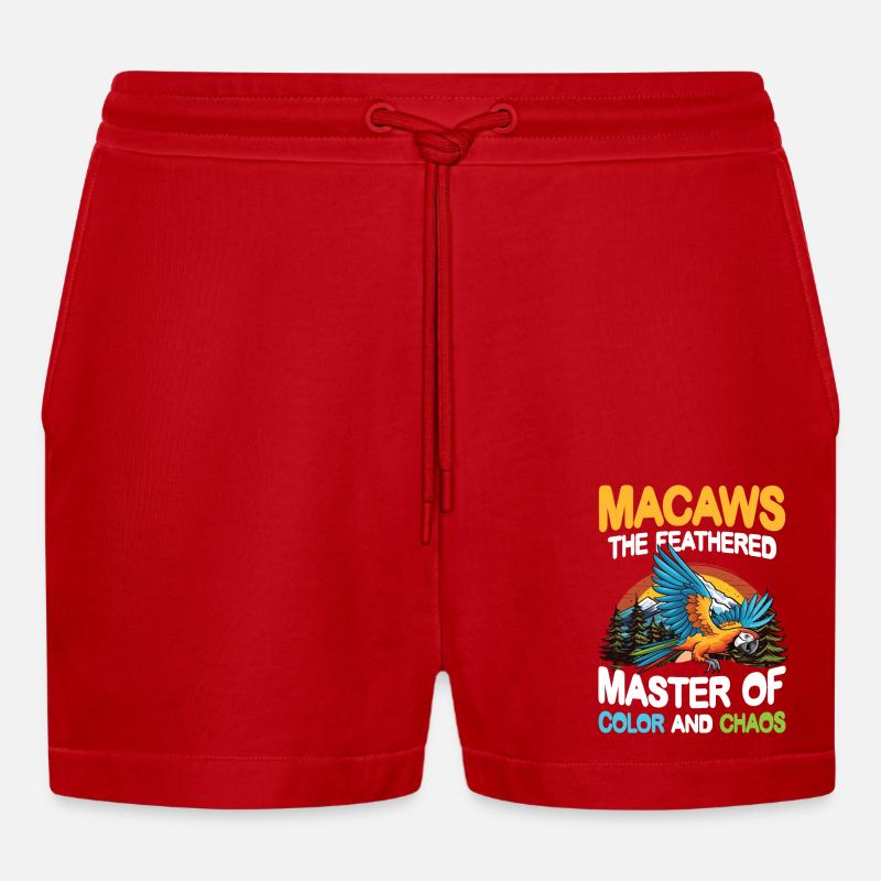 Macaws The Feathered Masters - Organic Relaxed Cropped Shorts Made in EU - Rot
