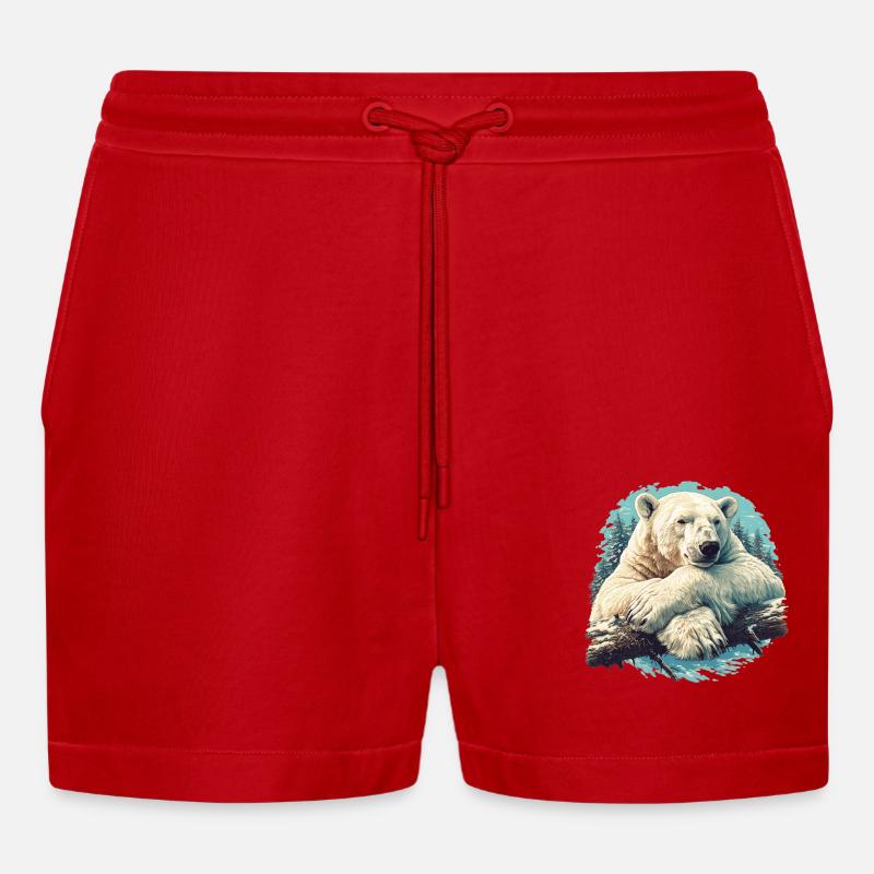 Polar Bear Eisbären Eisbär - Organic Relaxed Cropped Shorts Made in EU - Rot