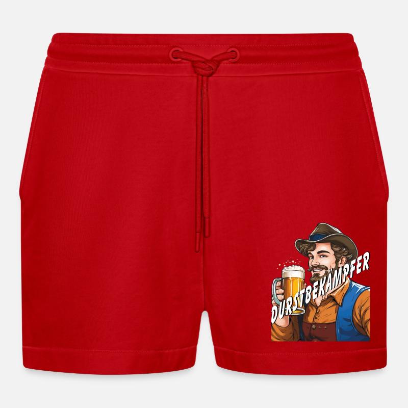 MANN Bier DURSTBEKÄMPFER - Organic Relaxed Cropped Shorts Made in EU - Rot