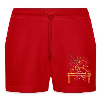 Hürdenlauf Hindernislauf Kinder Hürdenlauf - Organic Relaxed Cropped Shorts Made in EU - Rot - Vorne