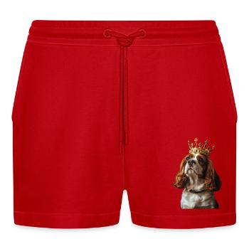 Cavalier King Charles Spaniel - Organic Relaxed Cropped Shorts Made in EU - Rot - Vorne