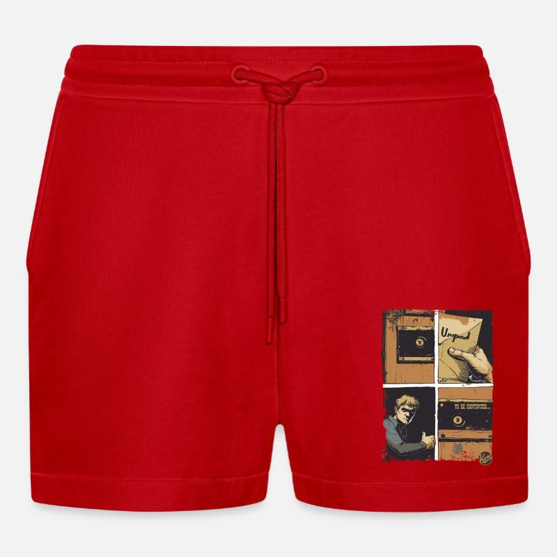 Der Brief: Ein Comic - Organic Relaxed Cropped Shorts Made in EU - Rot