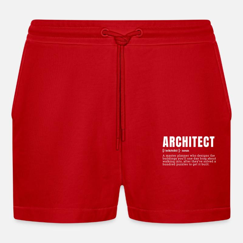 Drôle d’architecte Définition Profession - Short bio décontracté court fabriqué en UE - rouge