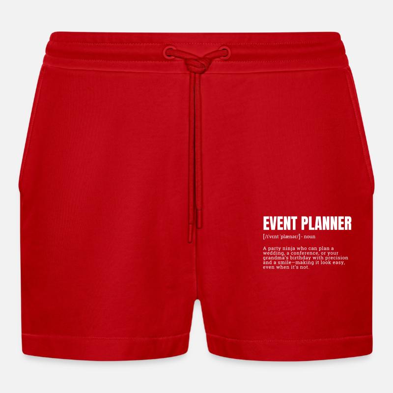 Creative Event Planner Definition T-Shirts - Organic Relaxed Cropped Shorts Made in EU - Rot