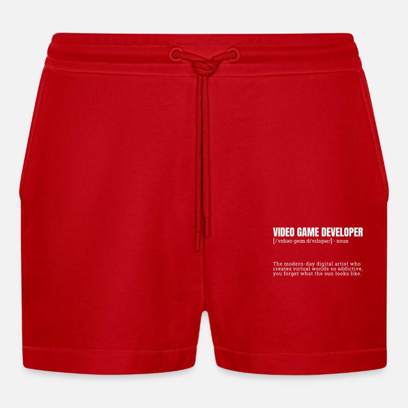 Video Game Developer Definition Stylish - Organic Relaxed Cropped Shorts Made in EU - Rot