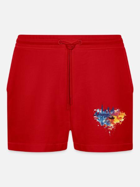 Gdynia - Organic Relaxed Cropped Shorts Made in EU - red